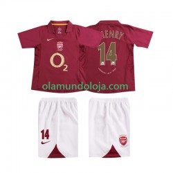 Camisola Arsenal Thierry Henry 14 2005 Retro Criança Equipamento Primeiro 2006 Manga Curta